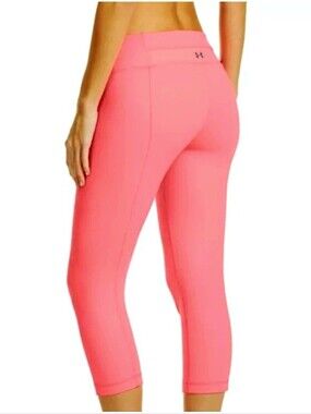 Under Armour Studio Lux Neon Pink Coral Crop Leggings Size Large
